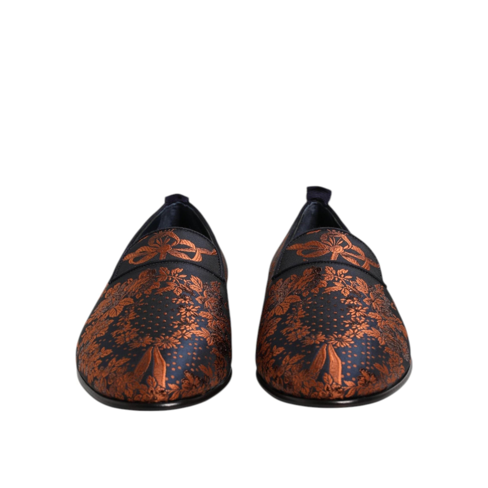 Dolce & Gabbana Black Jacquard Polyester Slip On Loafers Shoes