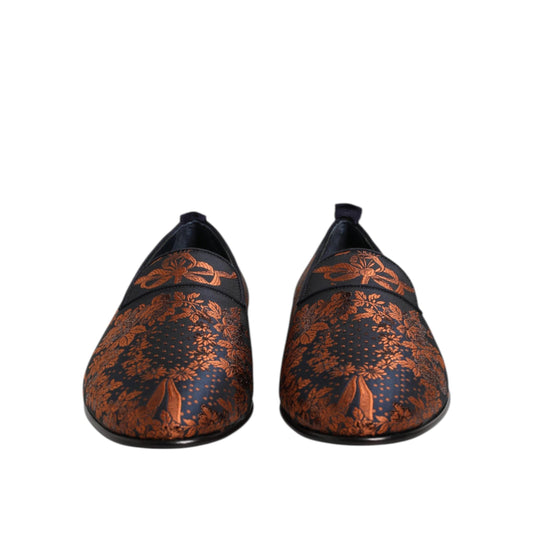 Dolce & Gabbana Black Jacquard Polyester Slip On Loafers Shoes