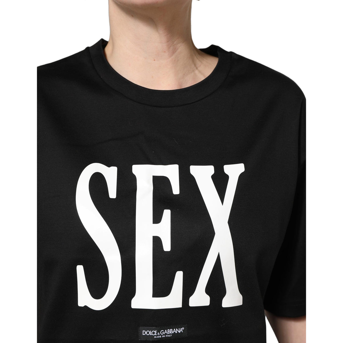 Dolce & Gabbana Black Jersey Graphic Short Sleeve Crew Neck T-shirt