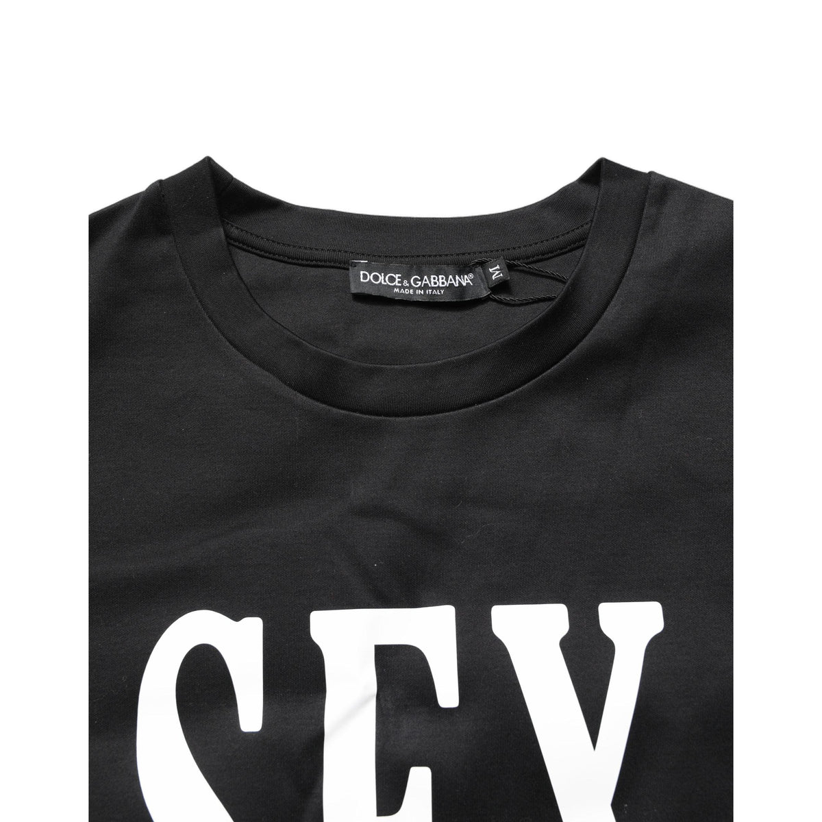 Dolce & Gabbana Black Jersey Graphic Short Sleeve Crew Neck T-shirt