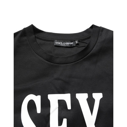 Dolce & Gabbana Black Jersey Graphic Short Sleeve Crew Neck T-shirt
