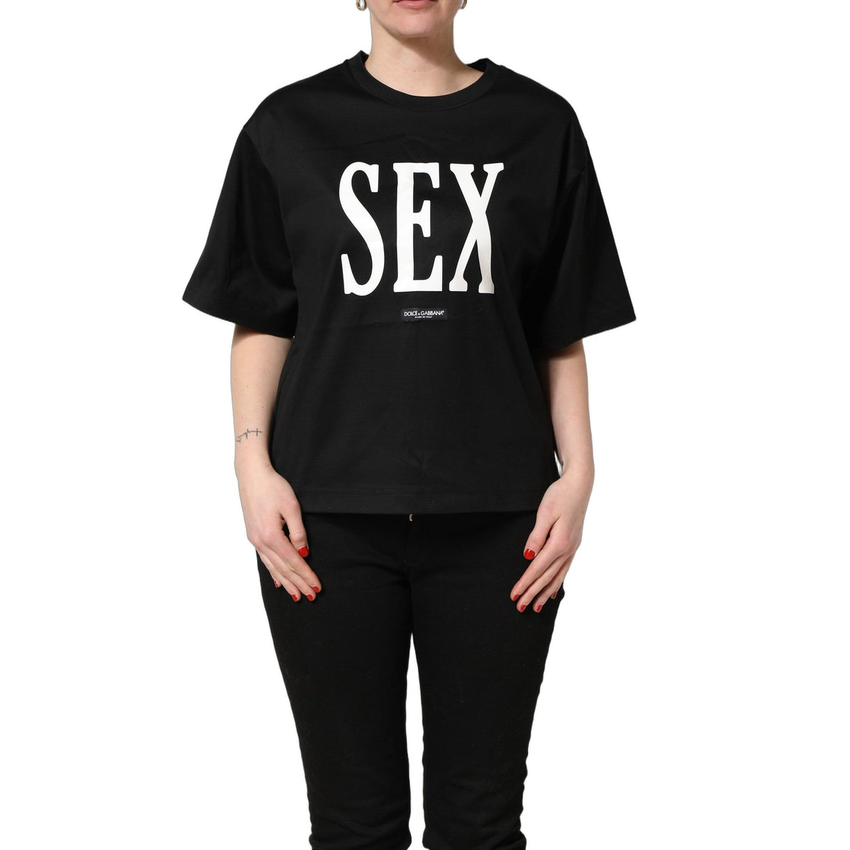 Dolce & Gabbana Black Jersey Graphic Short Sleeve Crew Neck T-shirt