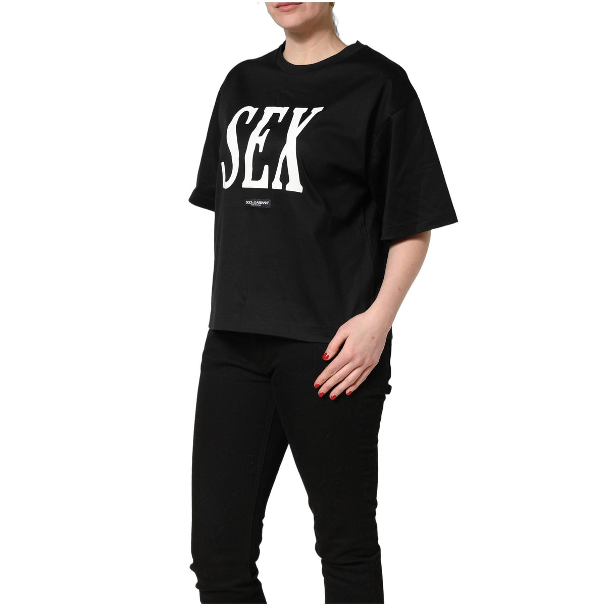 Dolce & Gabbana Black Jersey Graphic Short Sleeve Crew Neck T-shirt