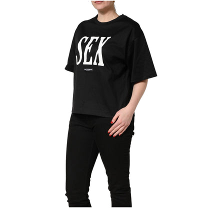 Dolce & Gabbana Black Jersey Graphic Short Sleeve Crew Neck T-shirt