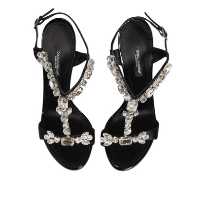 Dolce & Gabbana Black Keira Crystals Heels Sandals Shoes