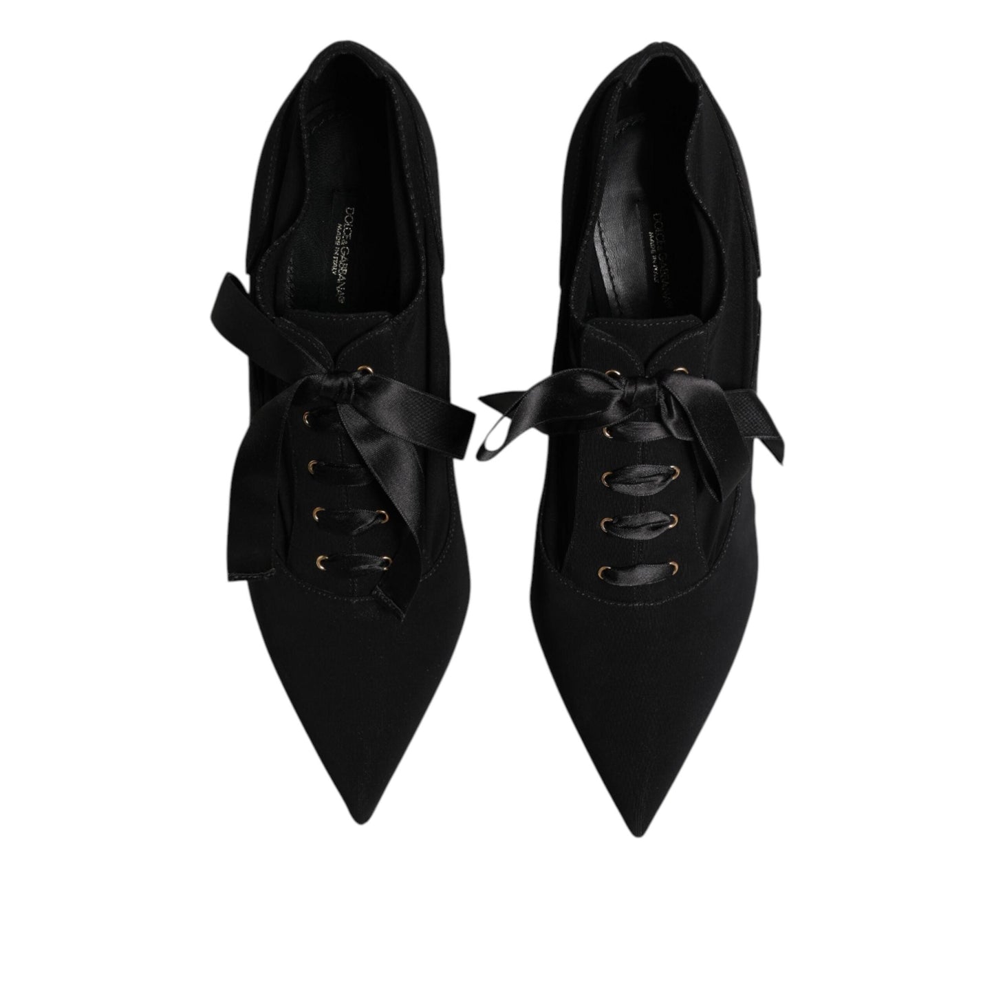 Dolce & Gabbana Black Lace Up Stiletto Heels Pumps Shoes