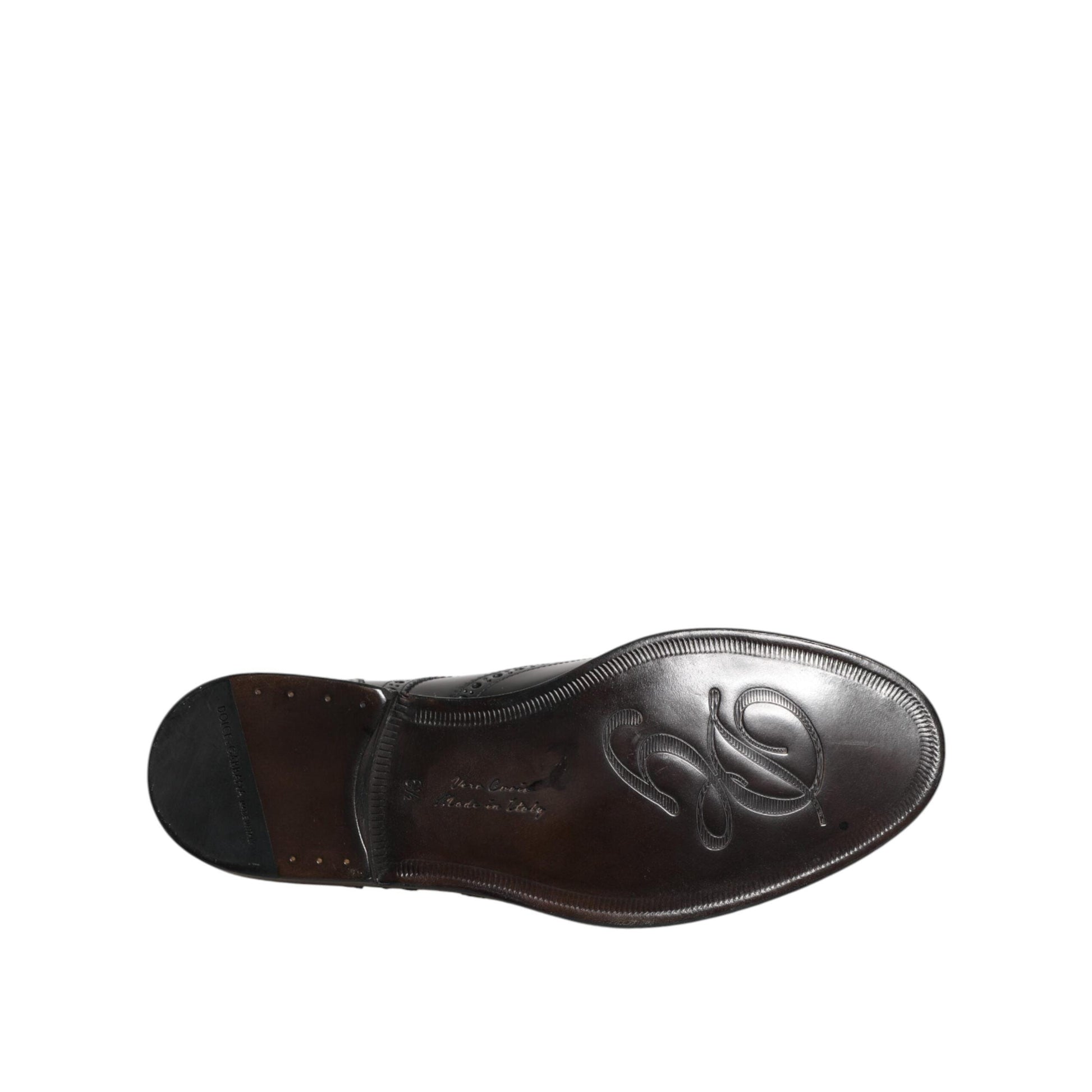 Dolce & Gabbana Black Leather Derby Wingtip Formal Shoes