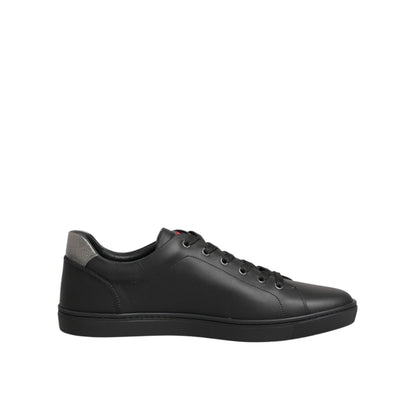 Dolce & Gabbana Black Leather Heart Embellished Sneakers Shoes