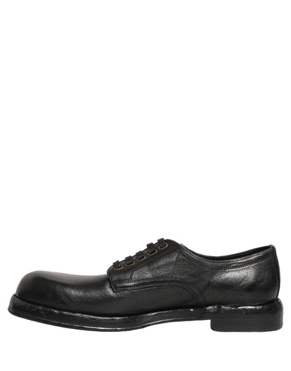 Dolce & Gabbana Black Leather Lace Up Derby Dress Men Shoes