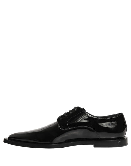 Dolce & Gabbana Black Leather Men Derby Dress Formal Shoes