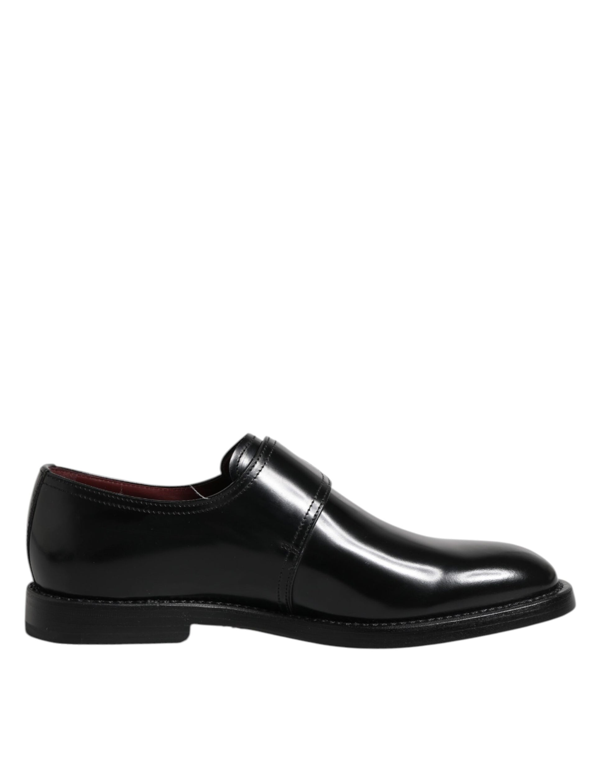 Dolce & Gabbana Black Leather Monk Strap Derby Formal Shoes