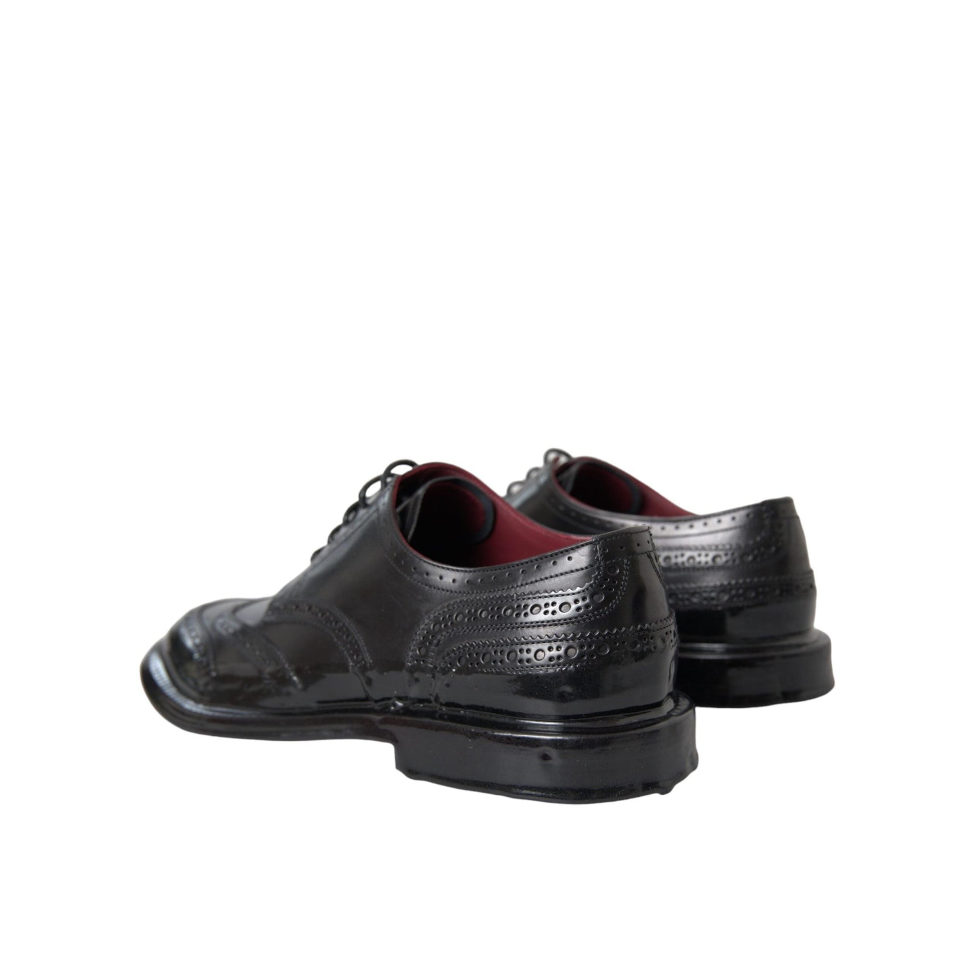 Dolce & Gabbana Black Leather Oxford Wingtip Formal Men Shoes