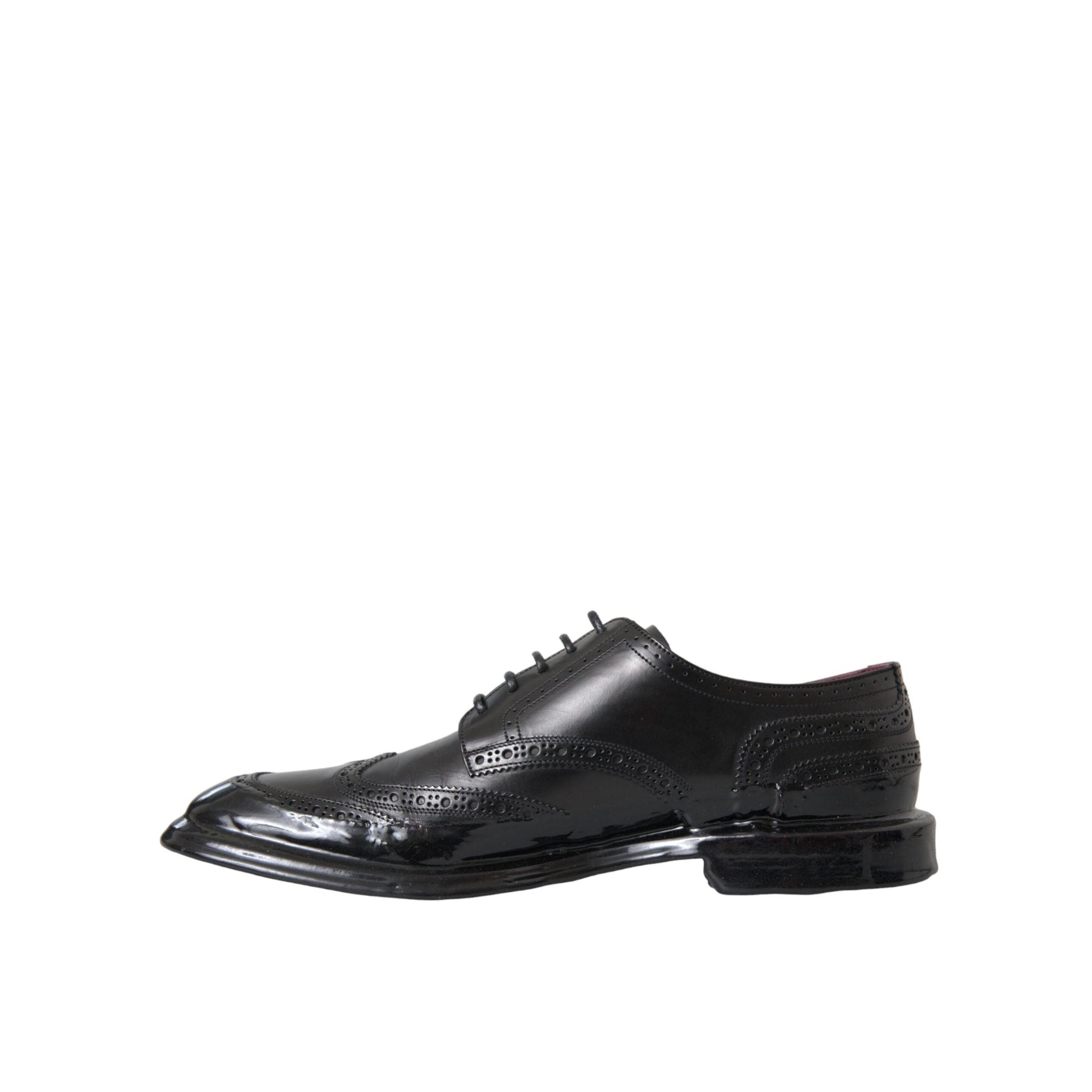 Dolce & Gabbana Black Leather Oxford Wingtip Formal Men Shoes