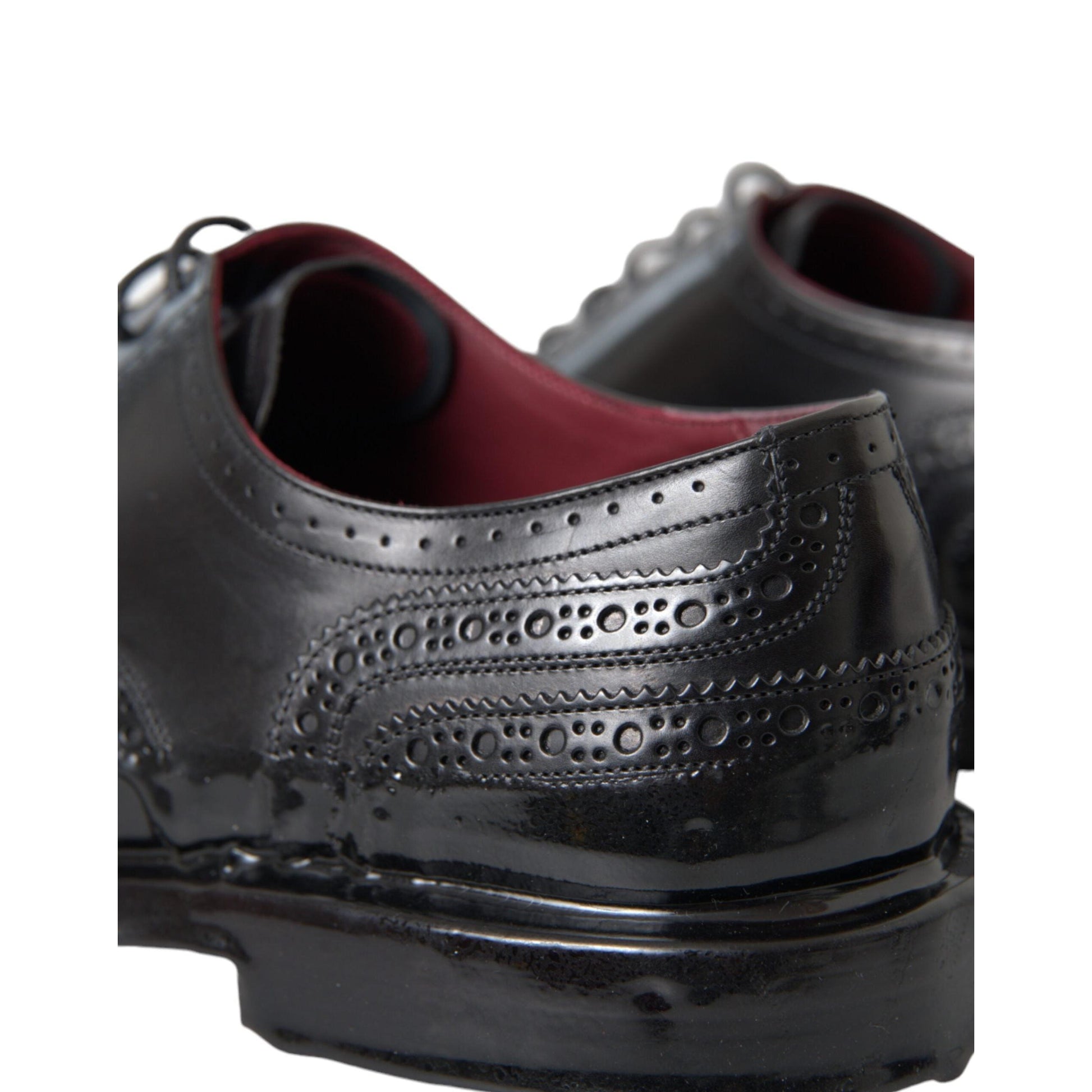 Dolce & Gabbana Black Leather Oxford Wingtip Formal Men Shoes