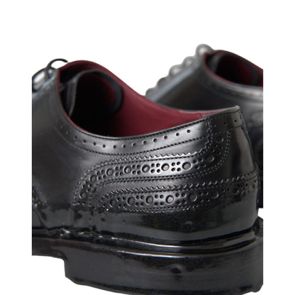 Dolce & Gabbana Black Leather Oxford Wingtip Formal Men Shoes