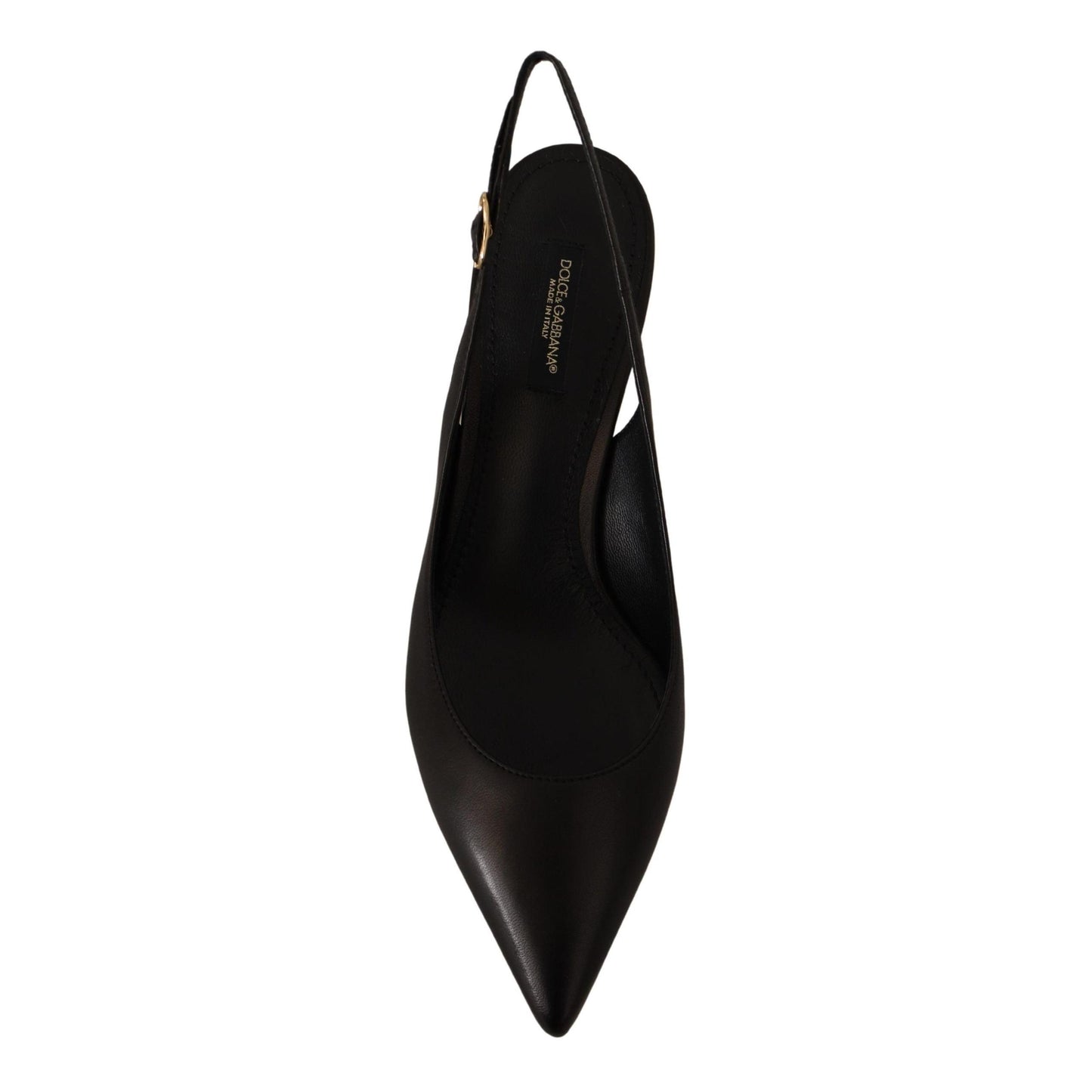 Dolce & Gabbana Black Leather Slingbacks Heels Pumps Shoes