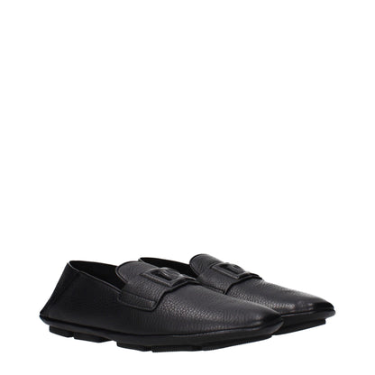 Dolce & Gabbana Black Leather Slip-On Loafers