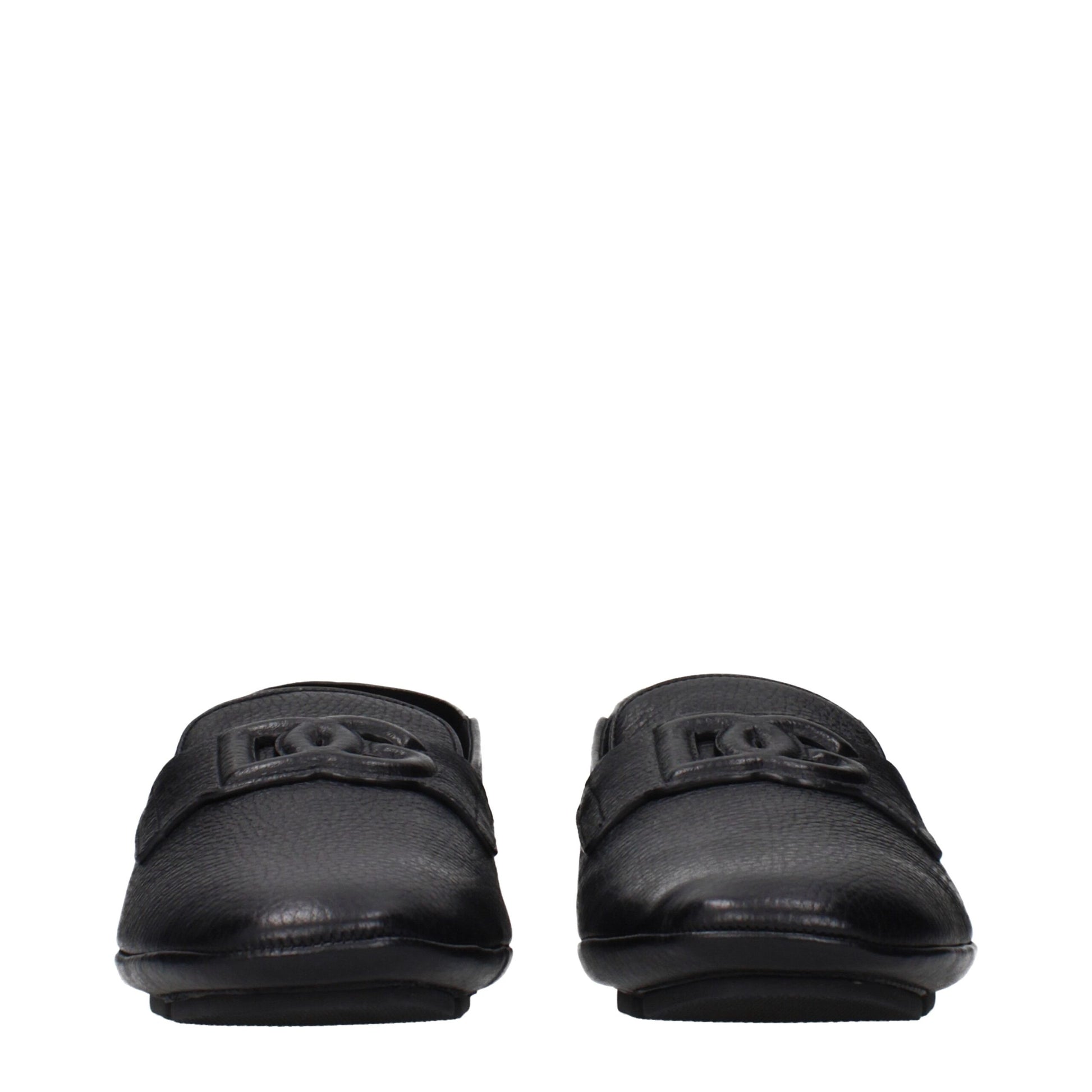 Dolce & Gabbana Black Leather Slip-On Loafers