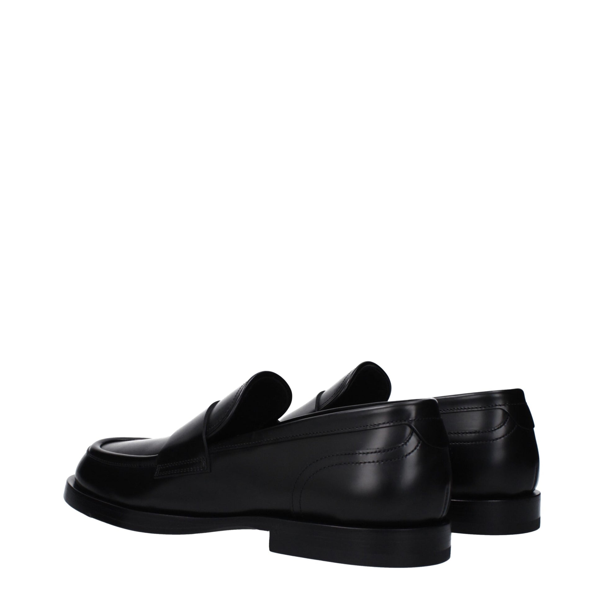 Dolce & Gabbana Black Leather Slip-On Loafers