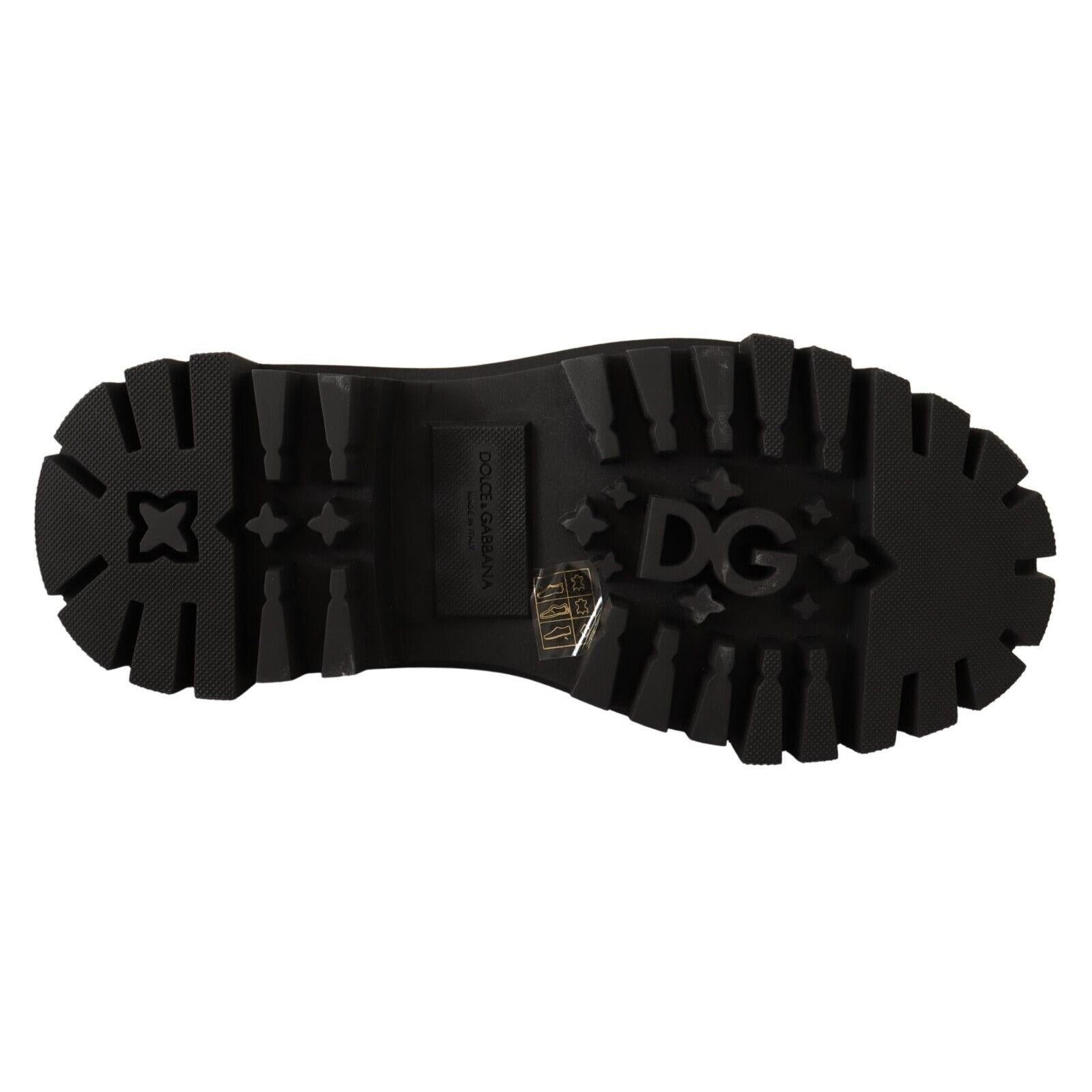 Dolce & Gabbana Black Leather Studded Combat Boots