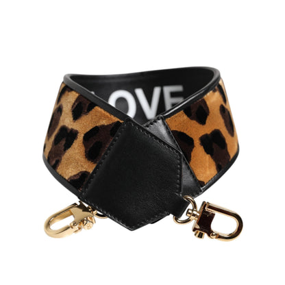 Dolce & Gabbana Black Leopard Print Reversible Bag Shoulder Strap