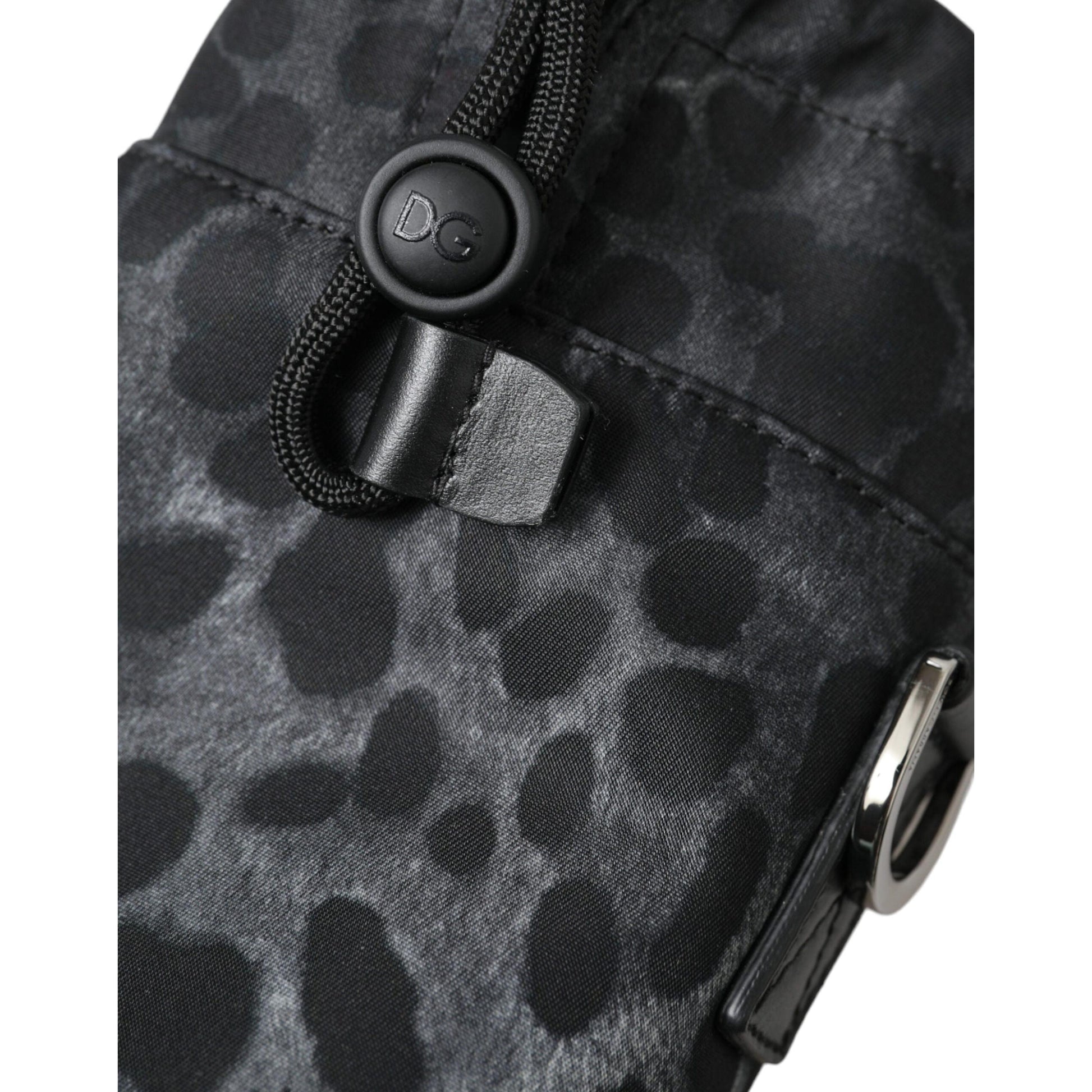 Dolce & Gabbana Black Leopard Round Slim Tote Bottle Cage Bag
