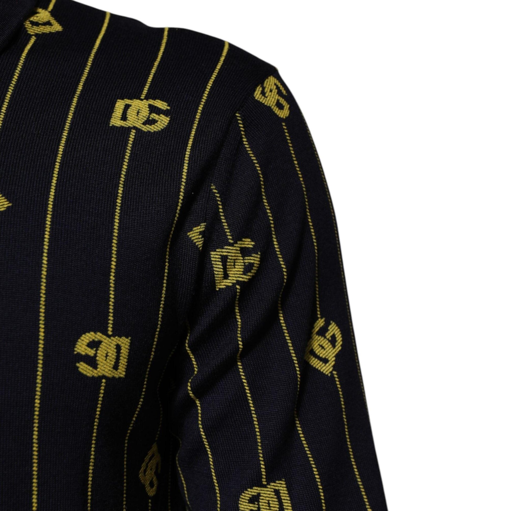 Dolce & Gabbana Black Logo Jacquard Knitted Polo Shirt T-shirt