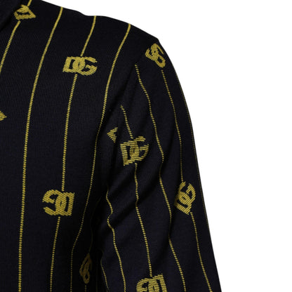 Dolce & Gabbana Black Logo Jacquard Knitted Polo Shirt T-shirt