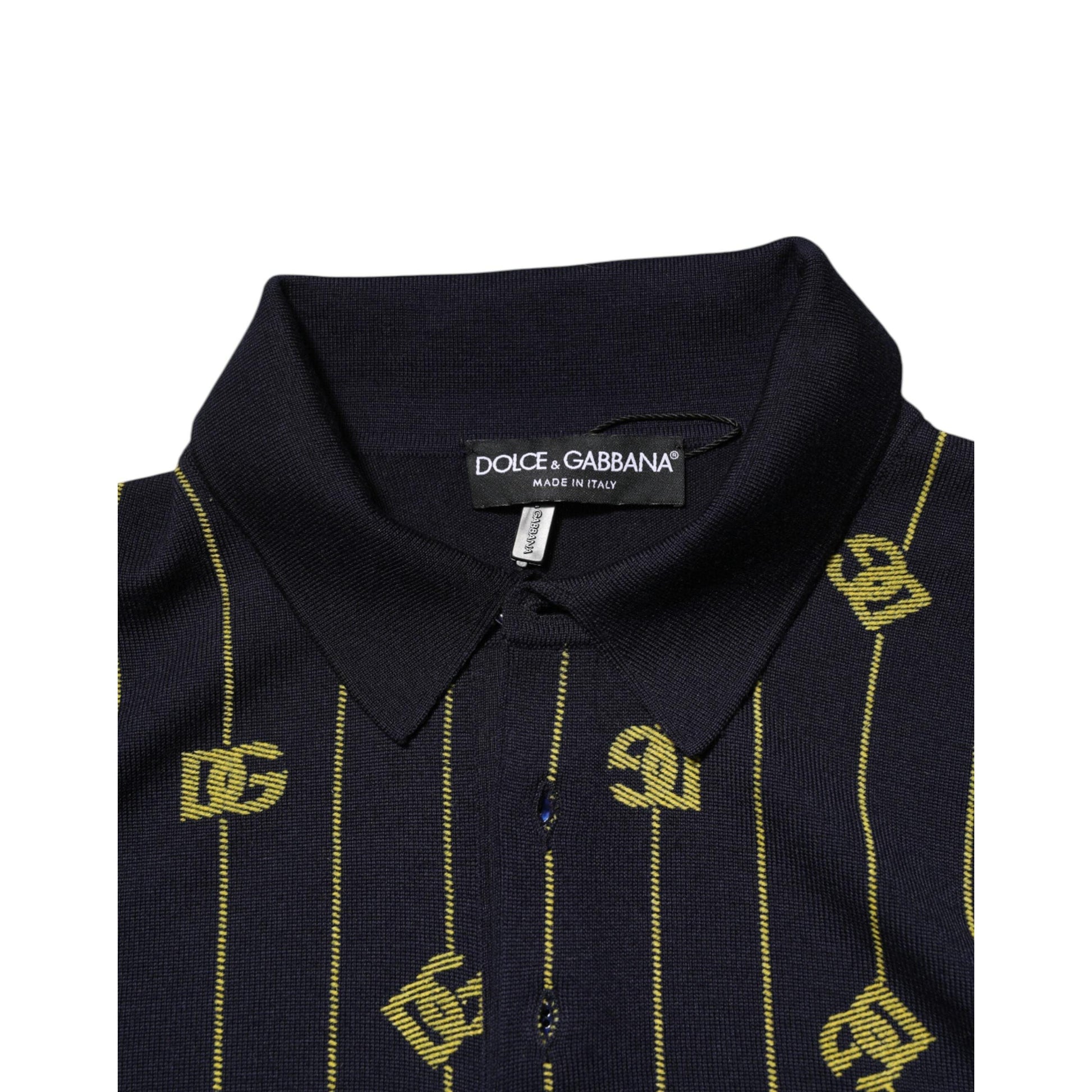 Dolce & Gabbana Black Logo Jacquard Knitted Polo Shirt T-shirt