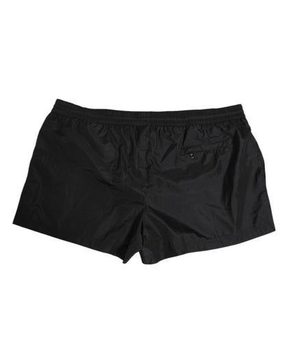 Dolce & Gabbana Black Logo Polyester Beachwear Shorts Swimwear