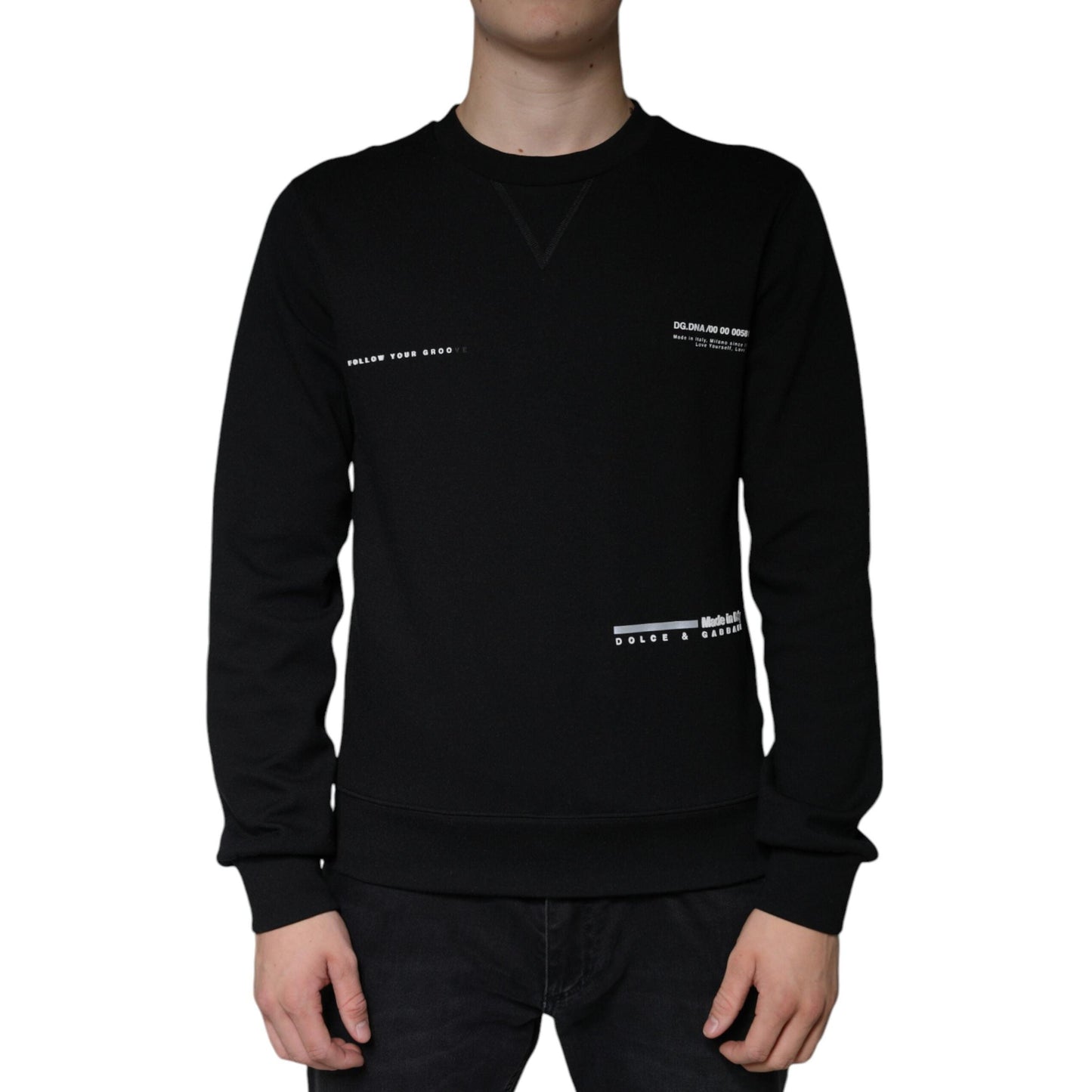 Dolce & Gabbana Black Logo Print CrewNeck Sweatshirt Sweater