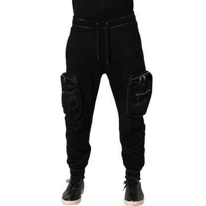 Dolce & Gabbana Black Mid Waist Cargo Jogger Sweatpants Pants