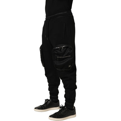 Dolce & Gabbana Black Mid Waist Cargo Jogger Sweatpants Pants