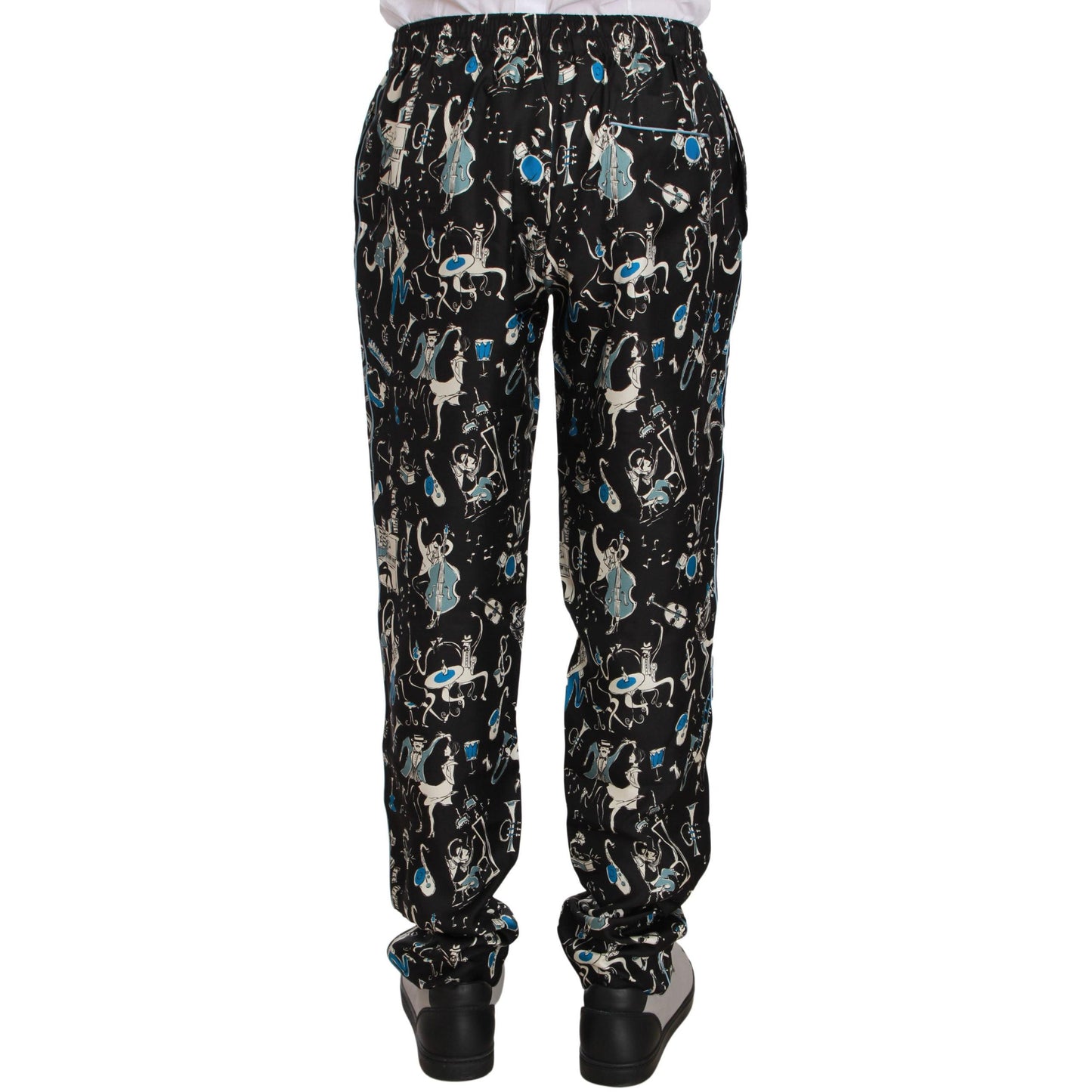 Dolce & Gabbana Black Musical Instrument Sleepwear Pants
