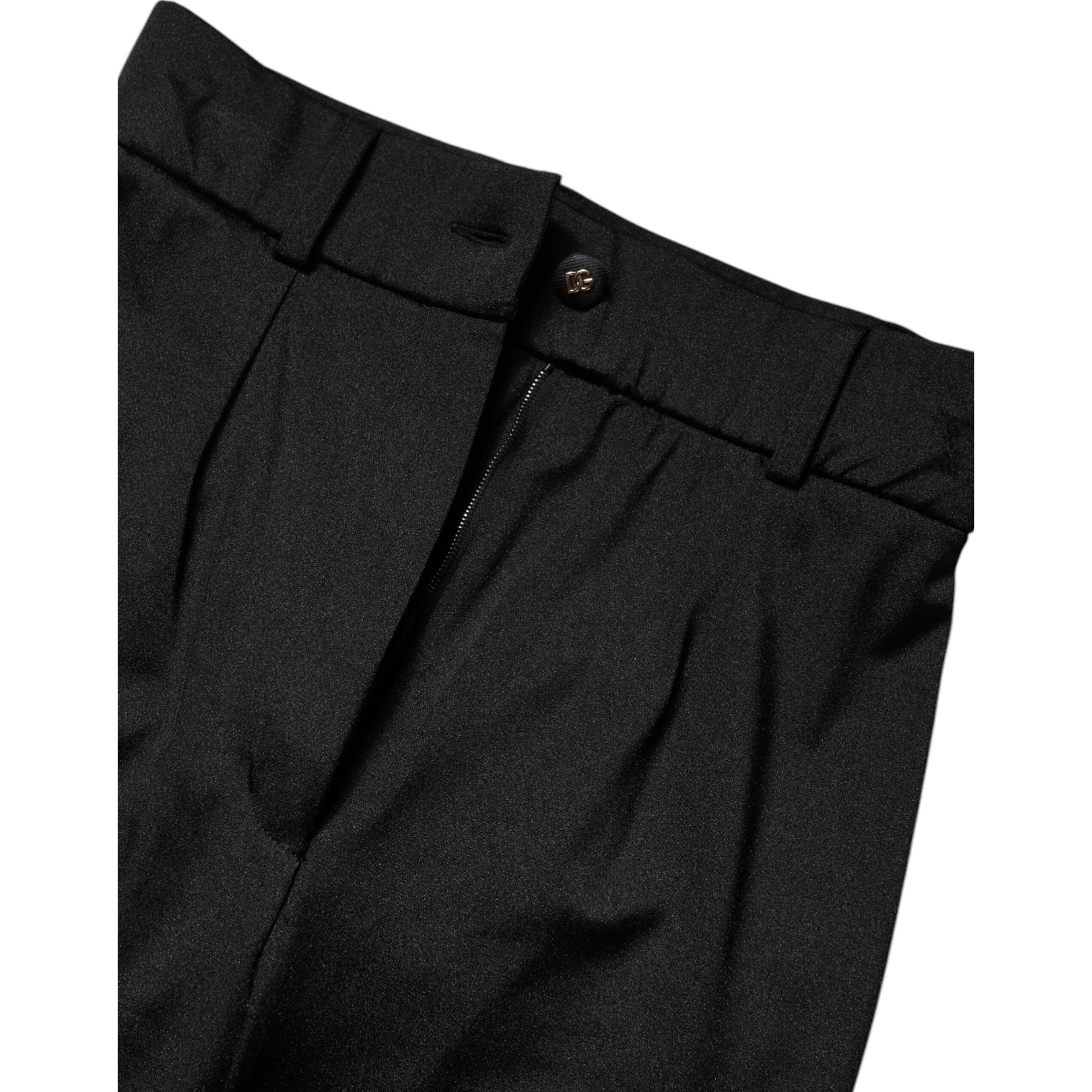 Dolce & Gabbana Black Nylon High Waist Slim Fit Pants