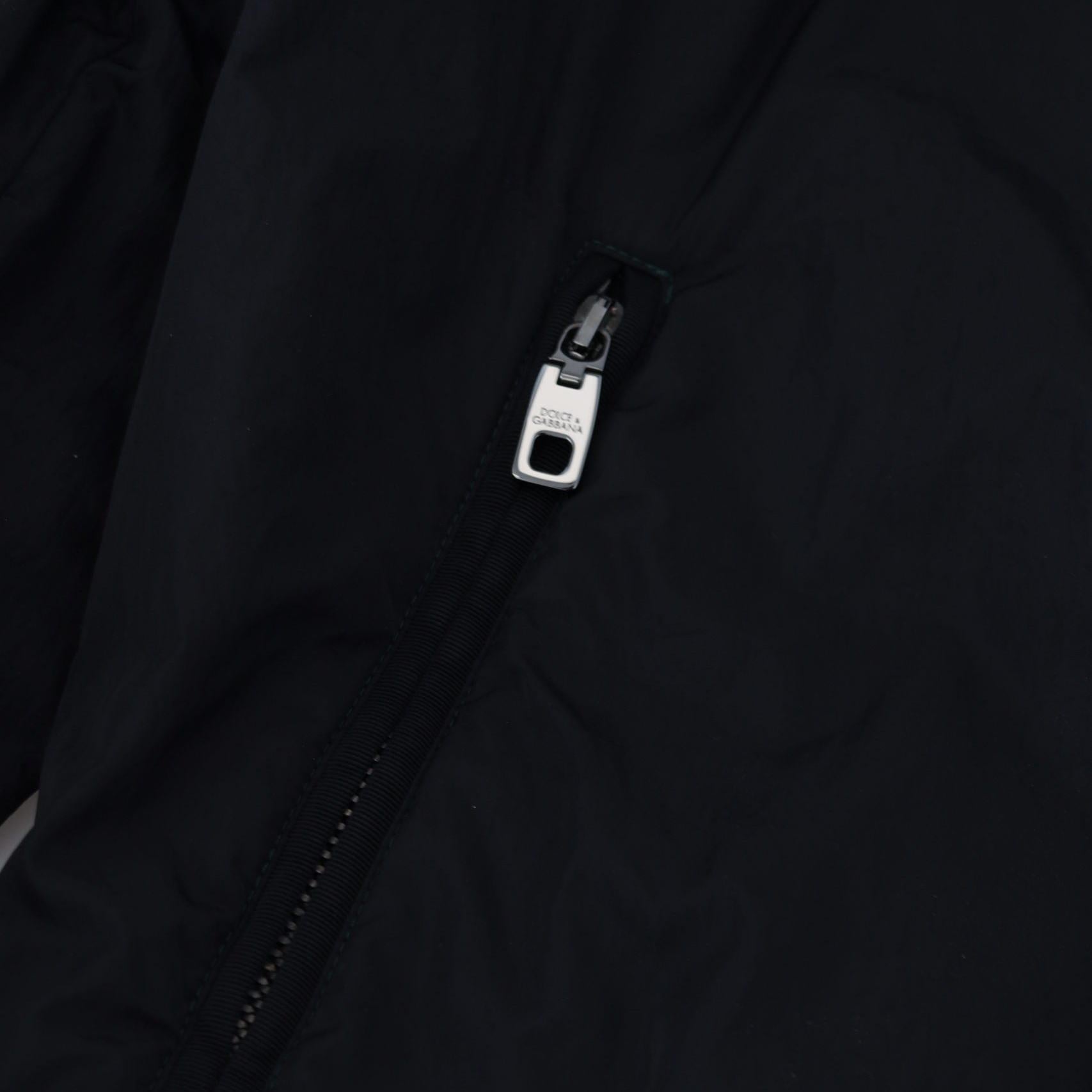 Dolce & Gabbana Black Nylon Logo Bomber Zipper Jacket