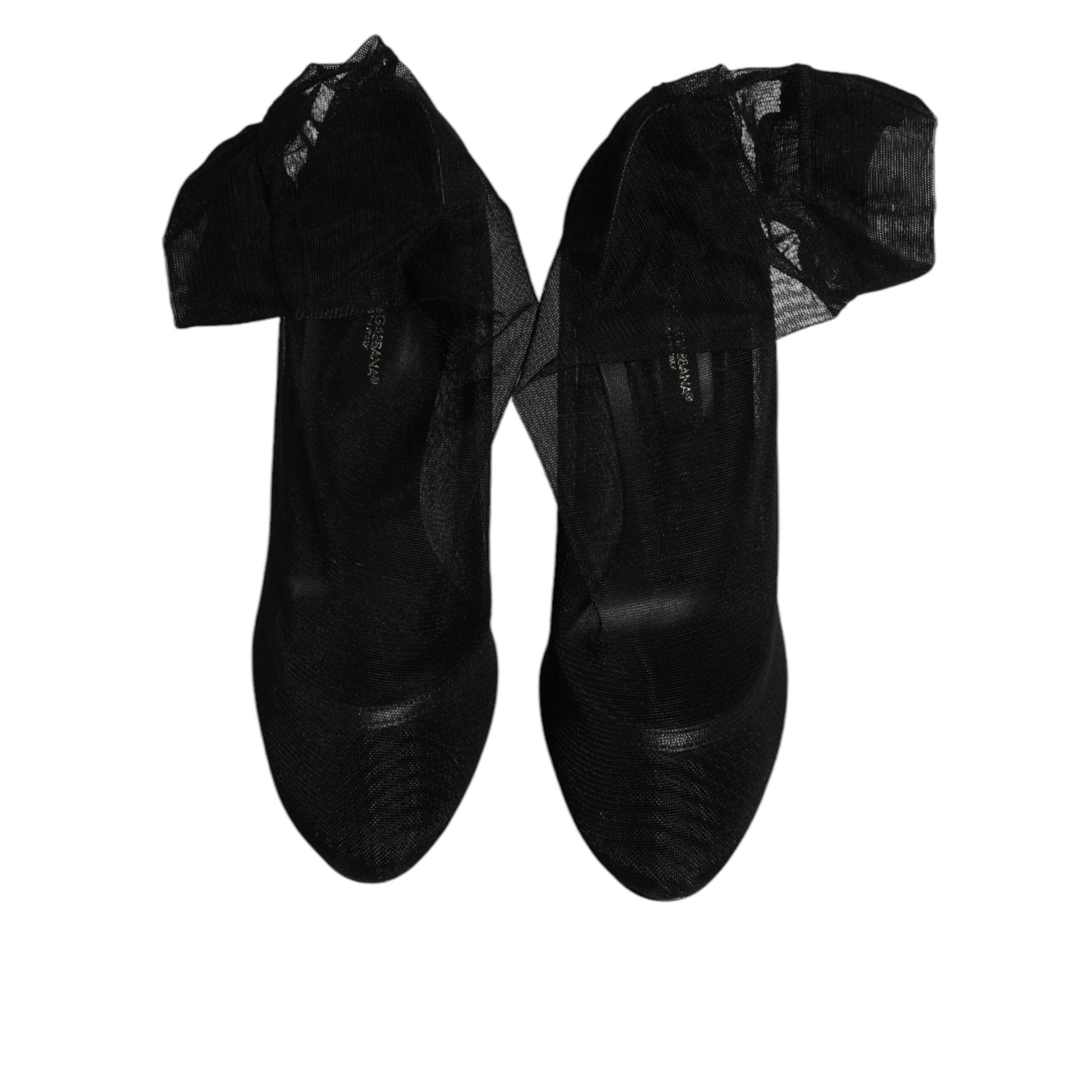 Dolce & Gabbana Black Nylon Mesh Sock Style Boots Shoes