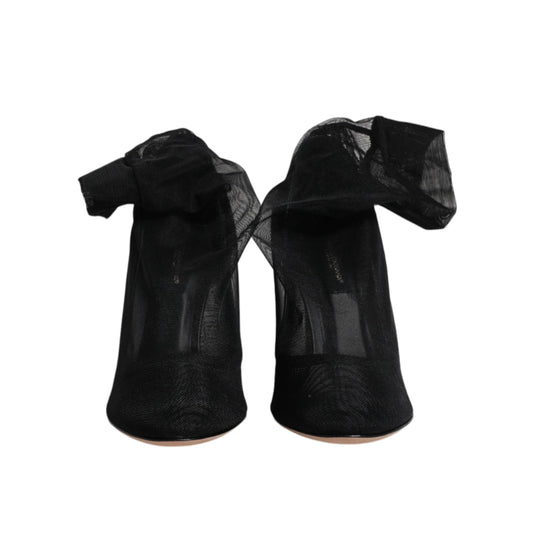 Dolce & Gabbana Black Nylon Mesh Sock Style Boots Shoes