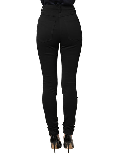 Dolce & Gabbana Black Nylon Stretch Skinny High Waist Pants