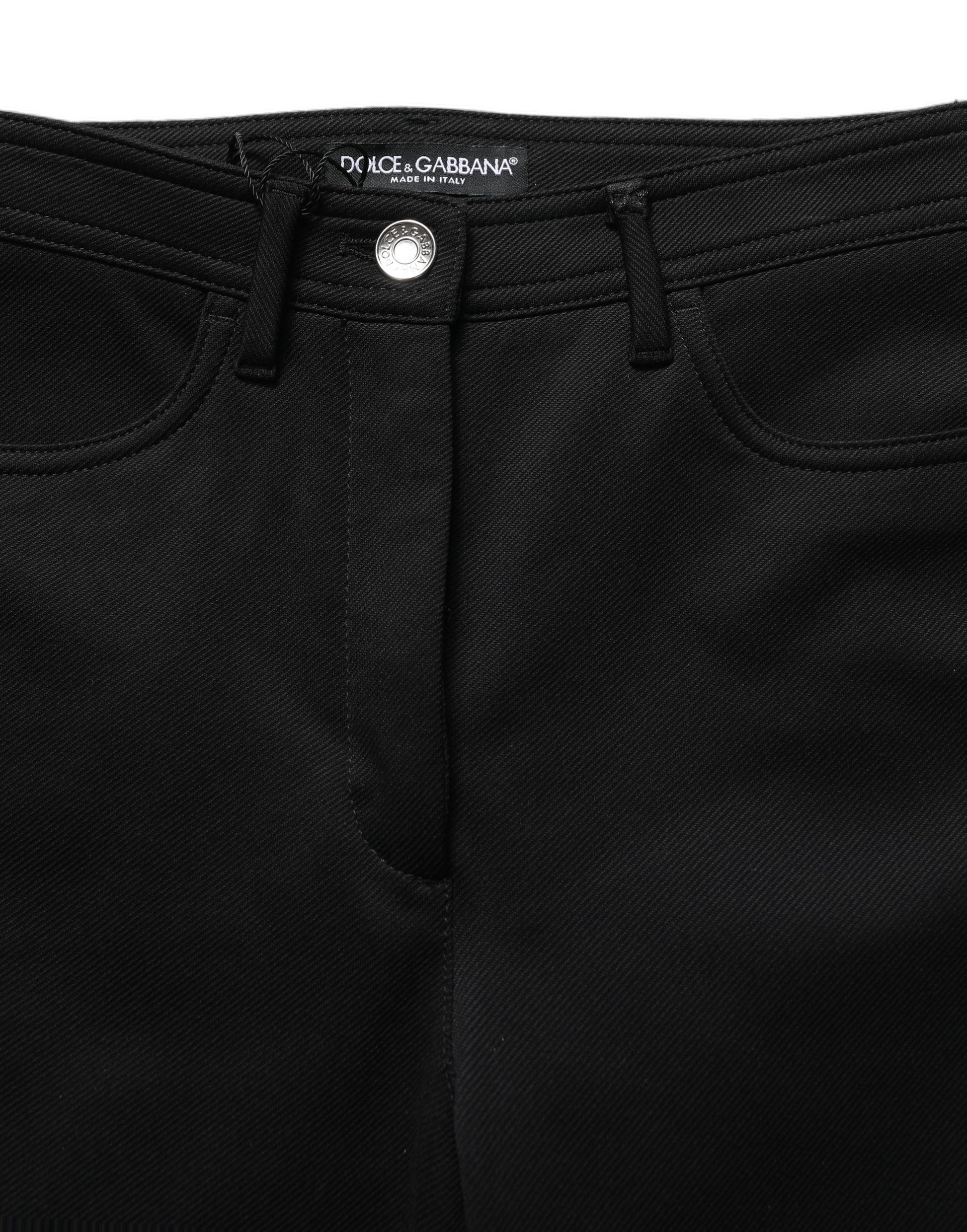 Dolce & Gabbana Black Nylon Stretch Skinny High Waist Pants