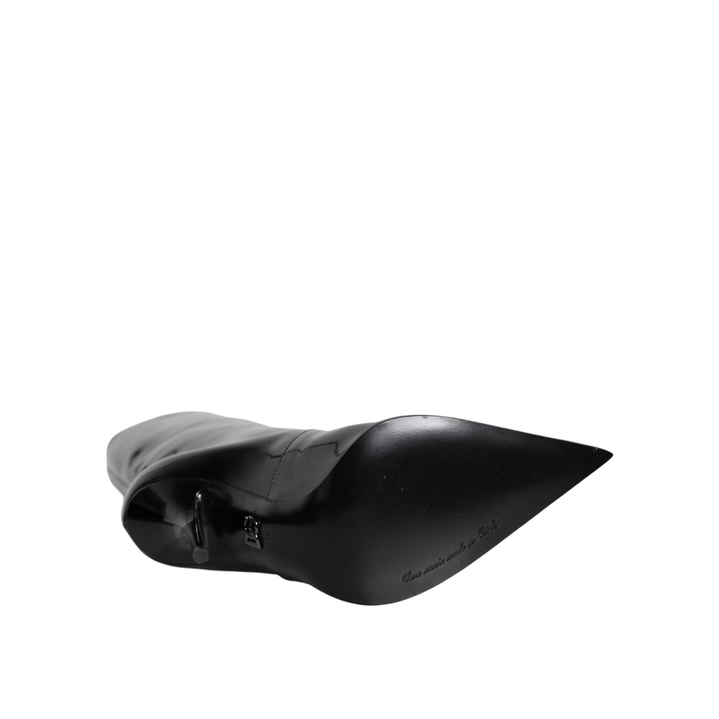 Dolce & Gabbana Black Patent Leather Mid Calf Boots Shoes