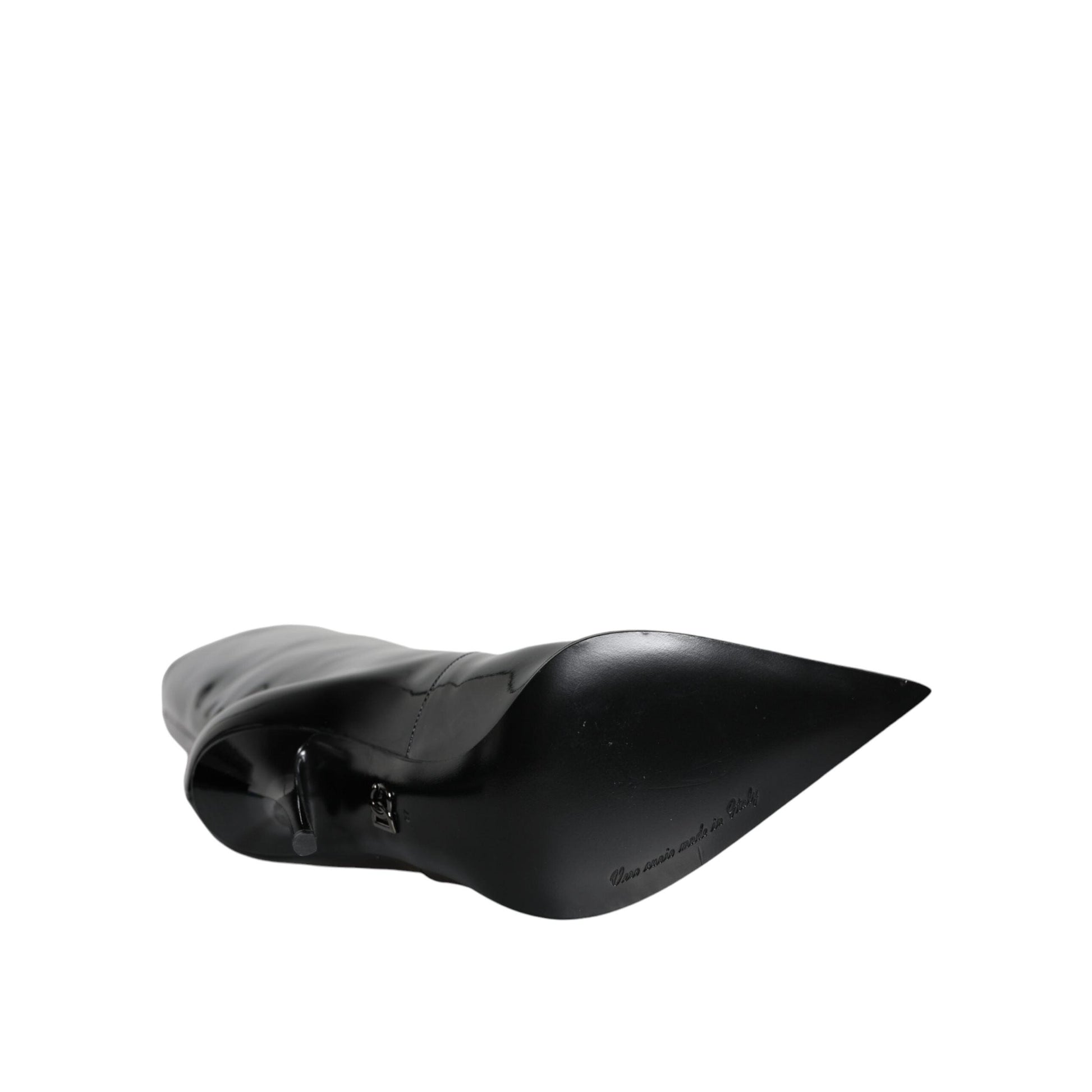 Dolce & Gabbana Black Patent Leather Mid Calf Boots Shoes