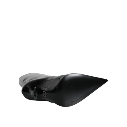 Dolce & Gabbana Black Patent Leather Mid Calf Boots Shoes