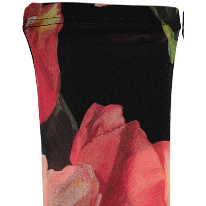 Dolce & Gabbana Black Pink Floral Tulip Nylon Stockings Socks