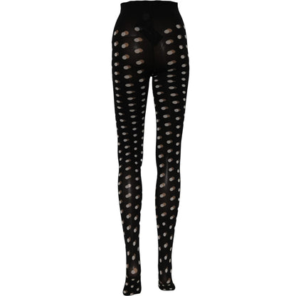 Dolce & Gabbana Black Polka Dot Fishnet Pantyhose Stockings Socks