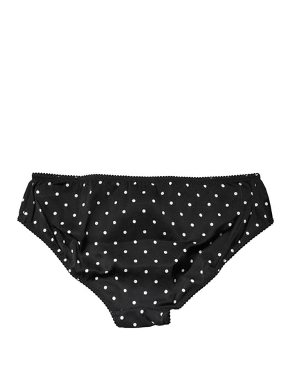 Dolce & Gabbana Black Polka Dots Mid Waist Brief Panty Underwear