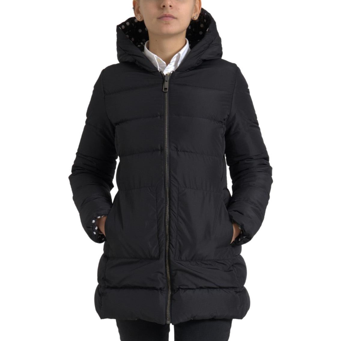 Dolce & Gabbana Black Polyester Hooded Reversible Jacket