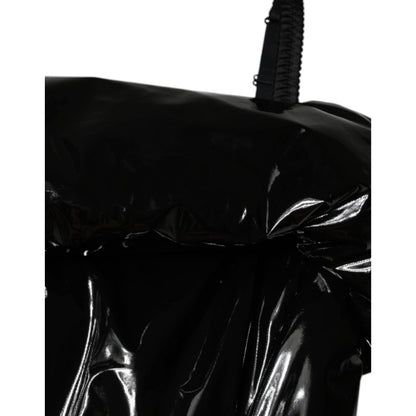 Dolce & Gabbana Black Polyester Ruched Coated Mini Dress