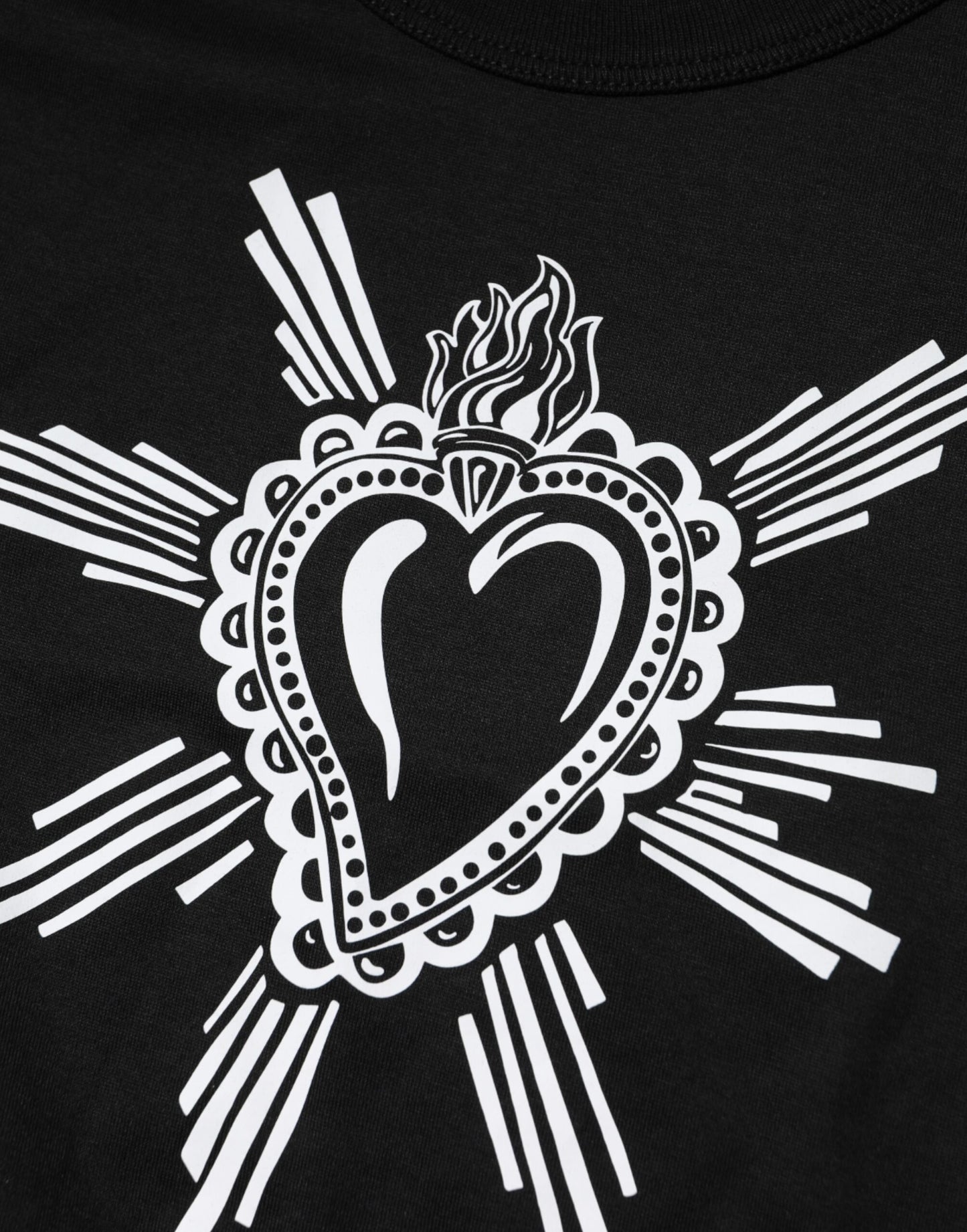 Dolce & Gabbana Black Sacred Heart Cotton Crew Neck T-shirt