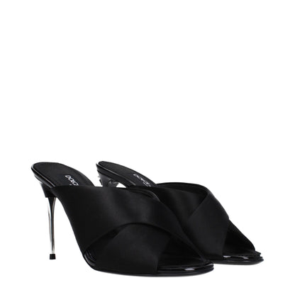 Dolce & Gabbana Black Satin Stiletto Heel Sandals